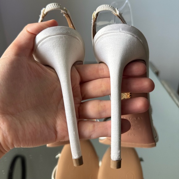 Like new 🤍 Aquazzura Babe 105 Sandals 39.5 $1,095 bridal - Picture 7 of 16